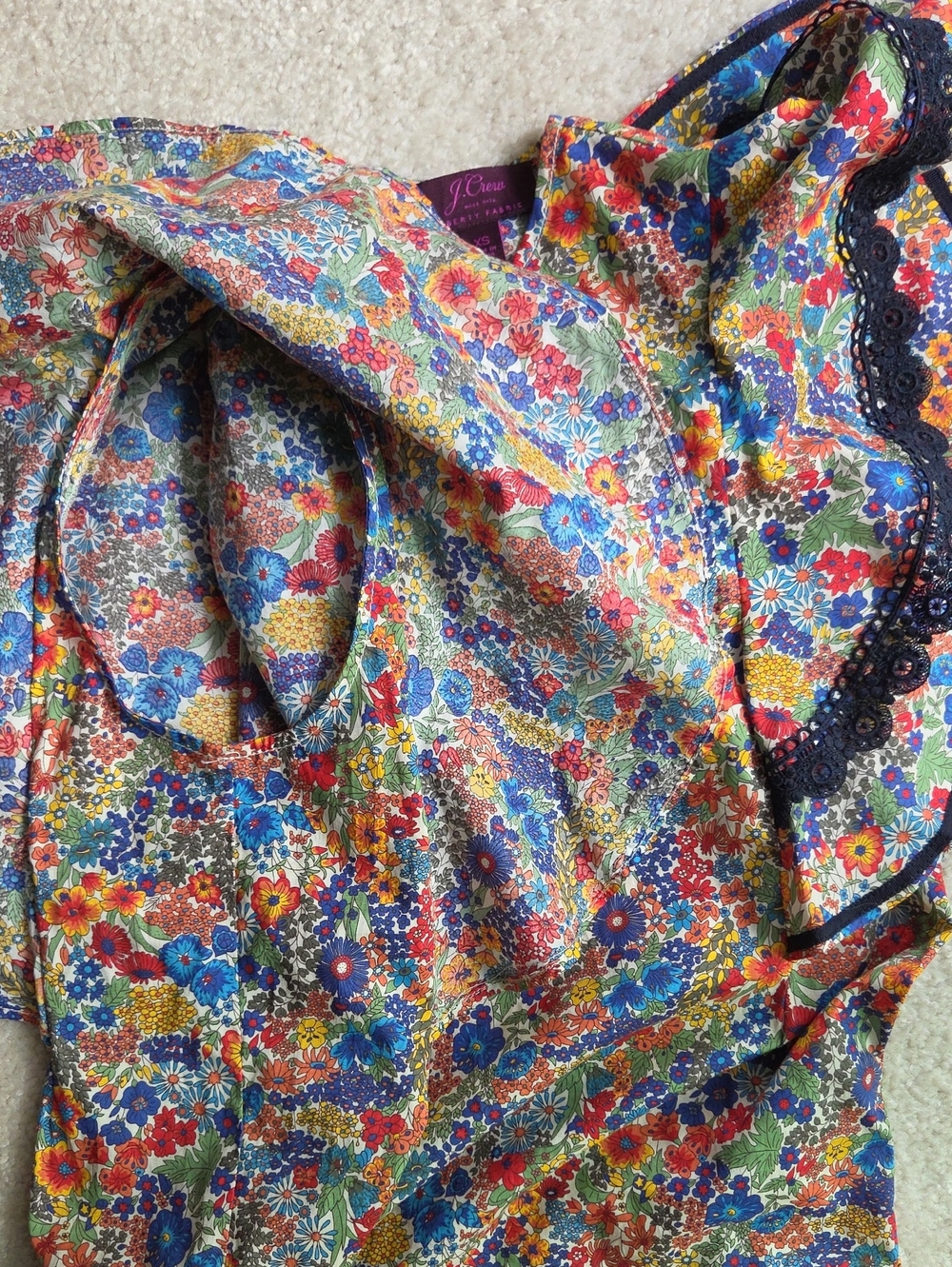 J.Crew Liberty London Floral Cotton Poplin Fabric Flutter Sleeve Top Size XS - Picture 8 of 8